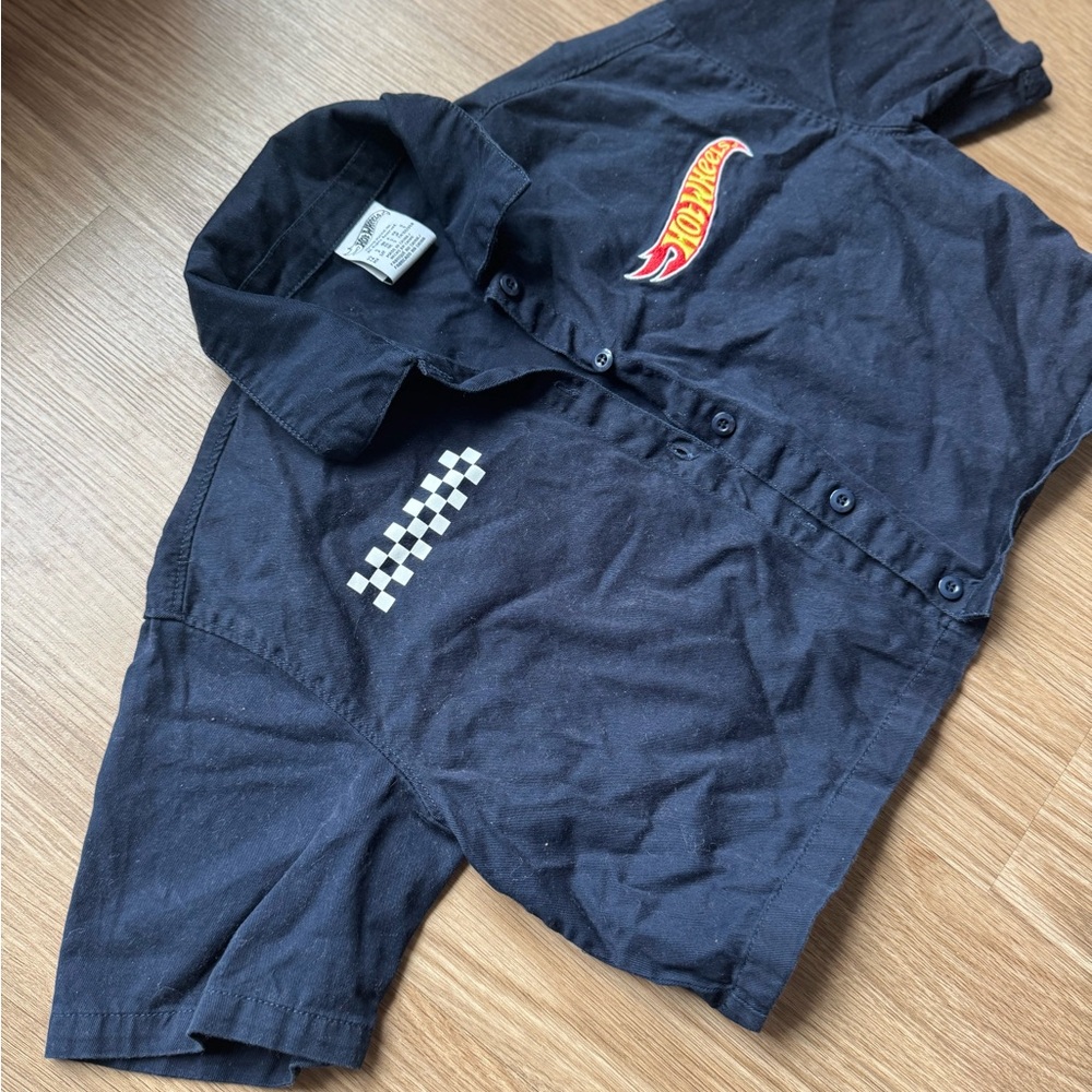 Hot Wheels Branded Women's Crop Top Button Down Shirt - Picture 2 of 6
